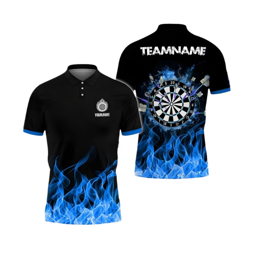 Custom Purple Flame Darts Men Polo Shirt, Custom Flame Darts Team Shirts DE0012