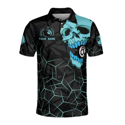 Custom Skull 8 Ball Billiard Men's Polo Shirt, Custom Skull Billiard Team Shirts BIE0037