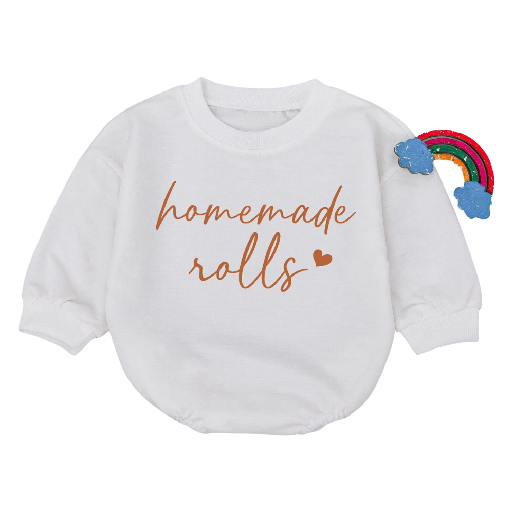 Homemade Rolls Baby Romper Sweatshirt, Funny Thanksgiving Baby Romper Sweatshirt BB0078