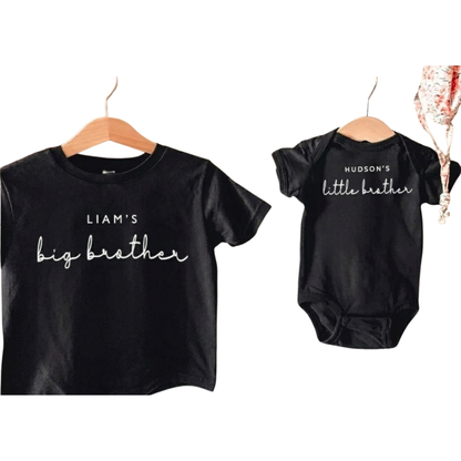 Custom Name Big Brother Little Brother Matching Sibling T Shirt, Personalized Baby Reveal Sibling Shirt ET1264