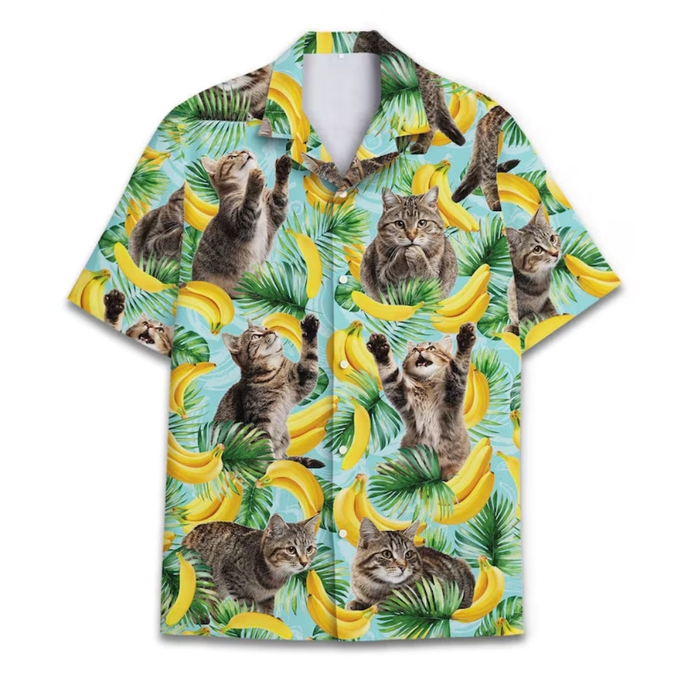 Funny Cat Banana Hawaiian Shirt Men Women, Cat Tropical Hawaiian Shirts HE0161