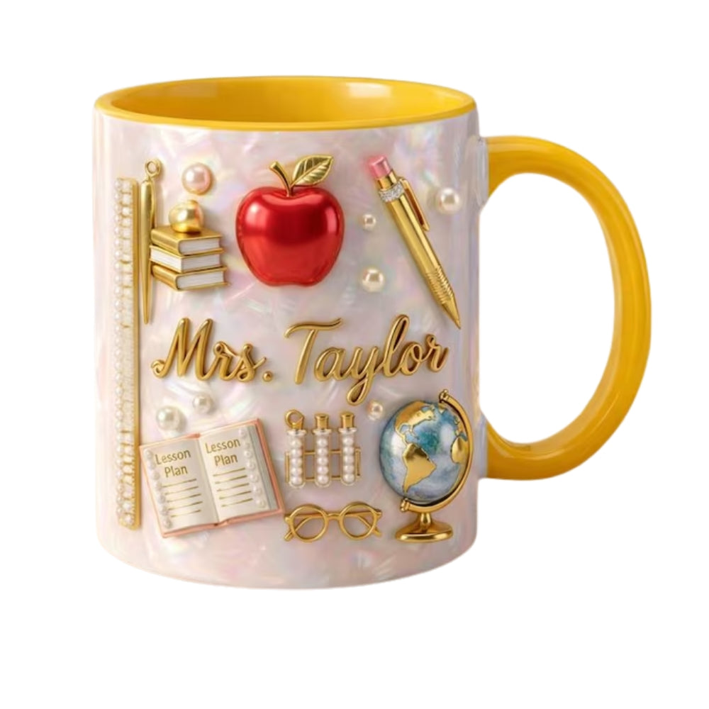 Custom Teacher 3D Printed Coffee Mug With Name, Personalized Mug For Teachers ET0108
