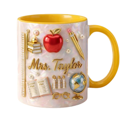 Custom Teacher 3D Printed Coffee Mug With Name, Personalized Mug For Teachers ET0108