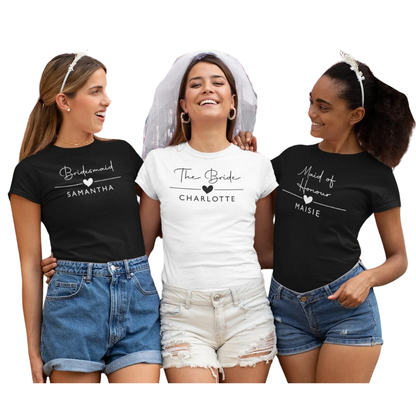 Personalized Name Bridal Shower Matching T Shirts For Bridesmaid Team Bride, Custom Bridal Party Matching Shirts ET1029