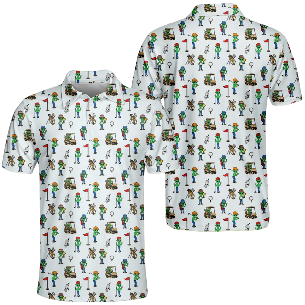 Funny Alien Golf Polo Shirt For Men, Alien Lover Golf Shirts GE0564