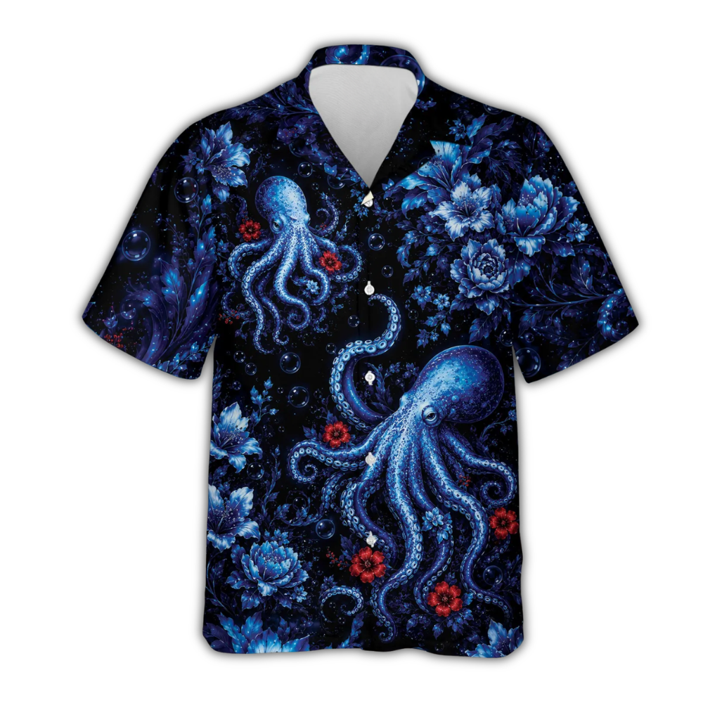 Blue Octopus Hawaiian Shirt Men Women, Octopus Ocean Hawaiian Shirt HE0919