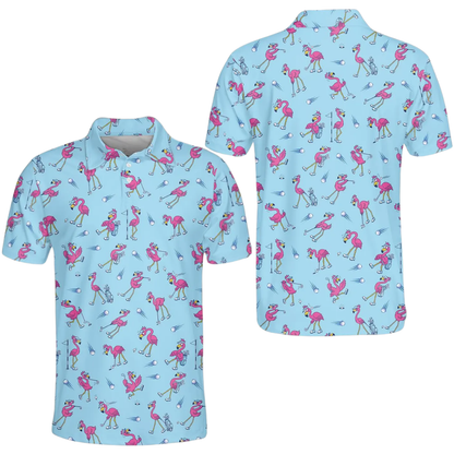 Men's Flamingo Funny Golf Polo Shirt, Flamingo Golf Shirts GE0593