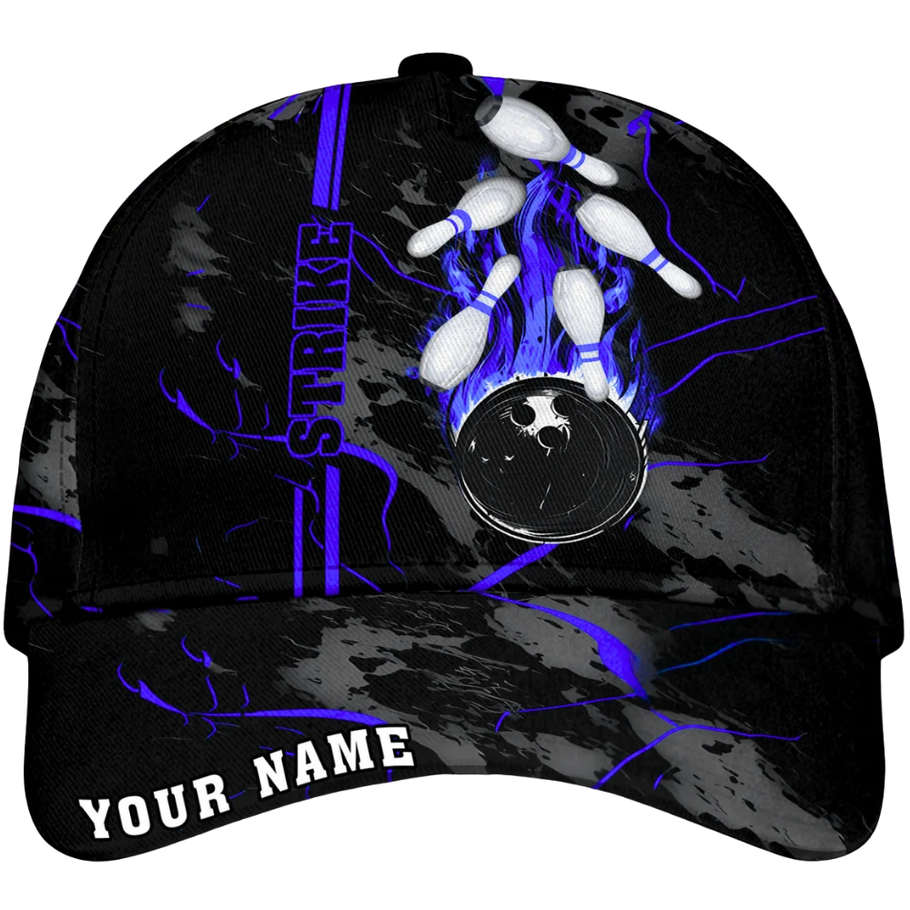 Personalized Strike Bowling Baseball Cap, Custom Name Bowling Cap Hat 3D Printed CP0615