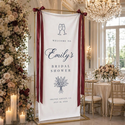 Personalized Bridal Shower Fabric Welcome Sign, Custom Bridal Party Banner WD0402