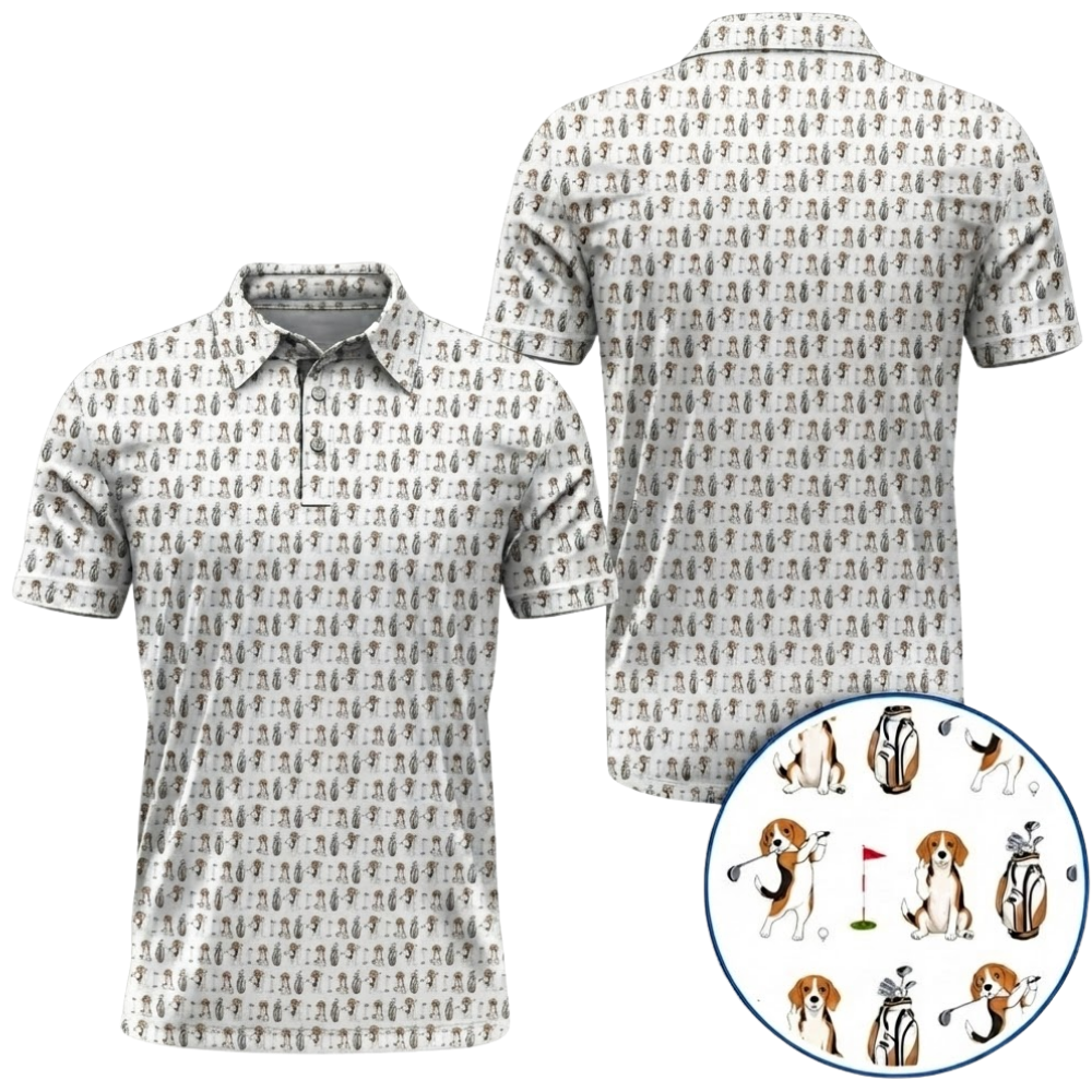 Beagle Pattern Golf Polo Shirt For Men, Beagle Golf Shirts GZ0387