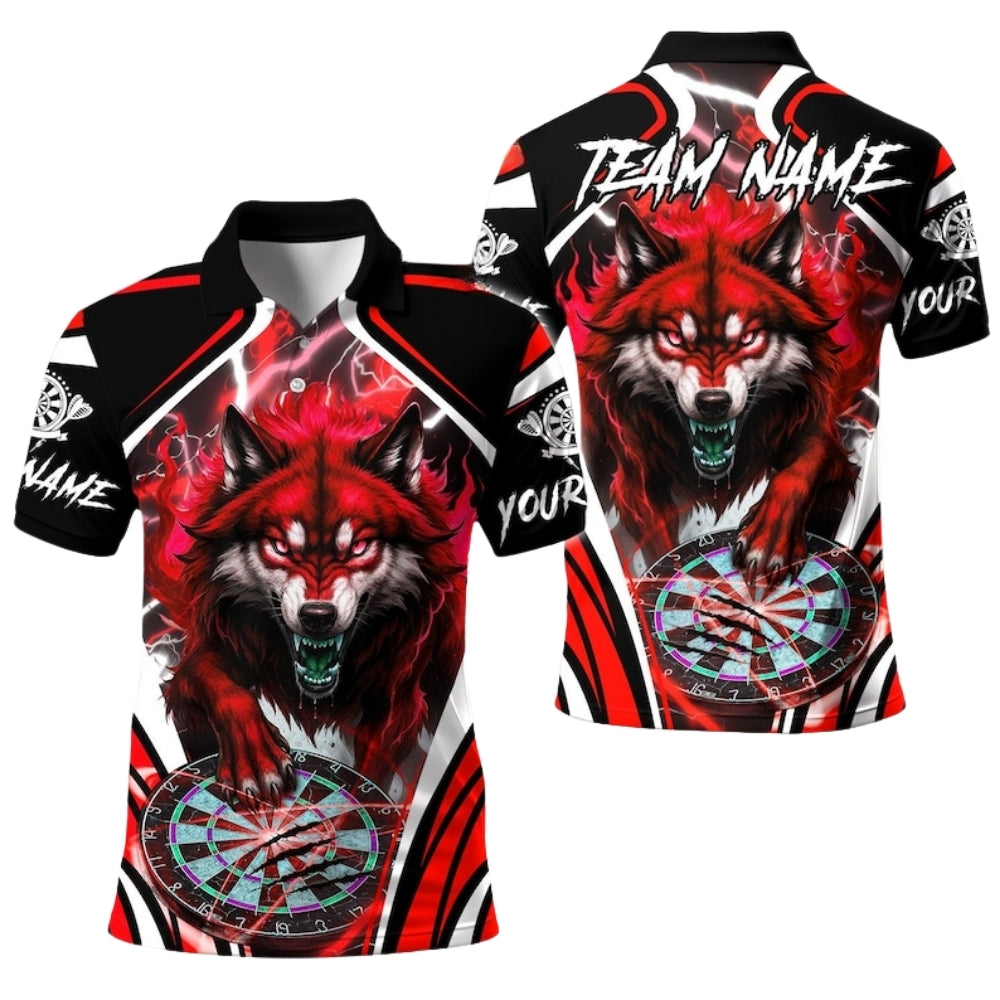 Custom Wolf Thunder Blue Dart Polo Shirt Men, Custom Wolf Team Darts Shirts DE0093