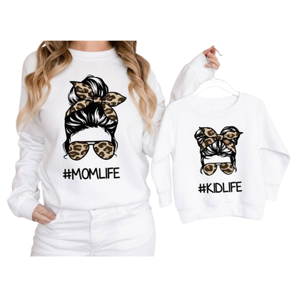Momlife Kidlife Leopard Matching Sweatshirt, Matching Mommy And Daughter Sweatshirt ET1377