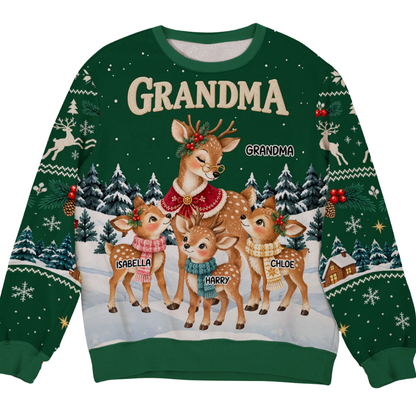 Custom Grandma Reindeer Christmas Sweatshirt With Grandkids Names, Custom Christmas Sweatshirt For Grandmother 2D1205