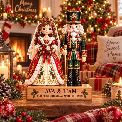 Our First Christmas Custom Nutcracker Wedding Layer Wooden Block, Custom Christmas Wedding Keepsake Wooden Plaque WD0893