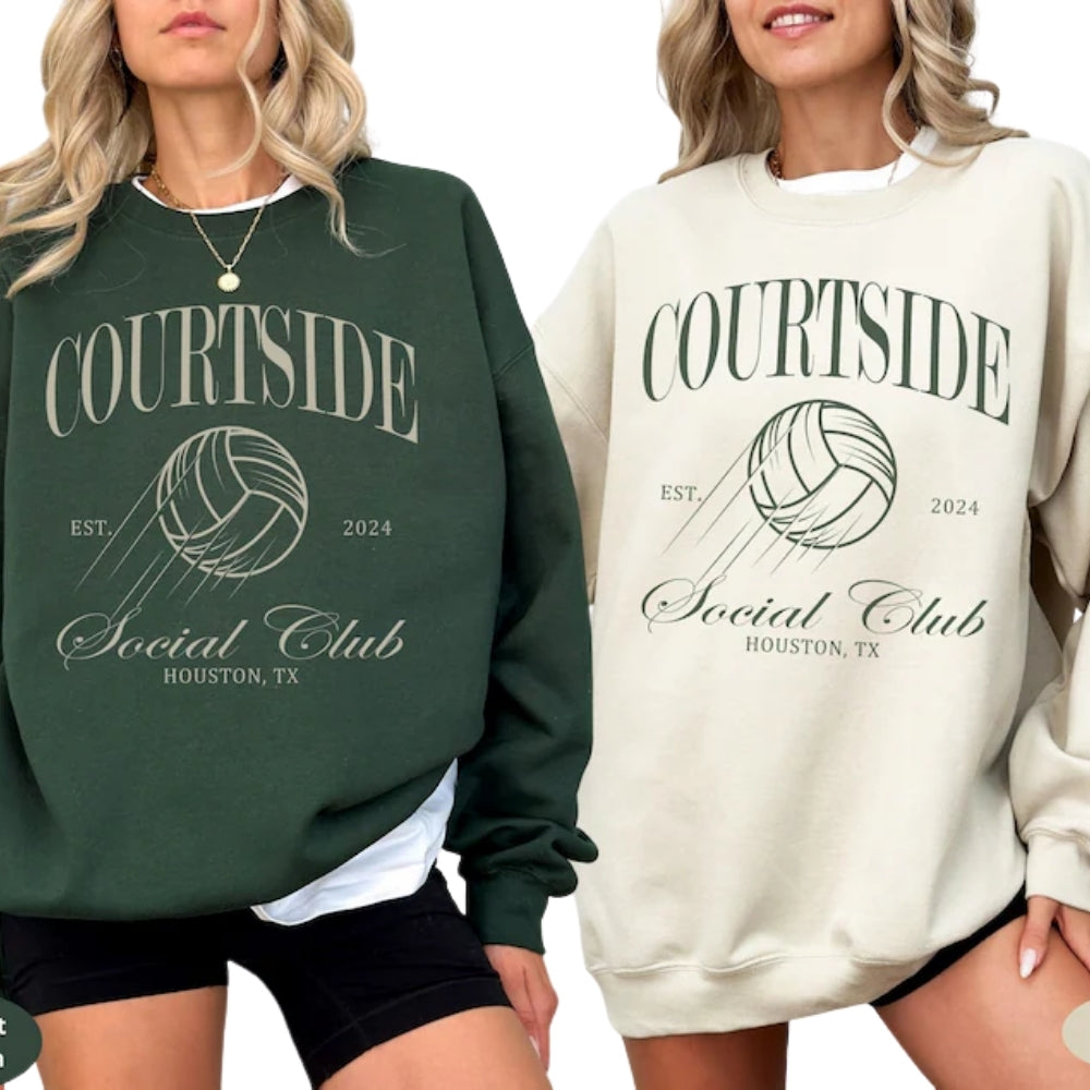Custom Courtside Social Club Volleyball Sweatshirt, Custom Volleyball Sweatshirt 2D0540