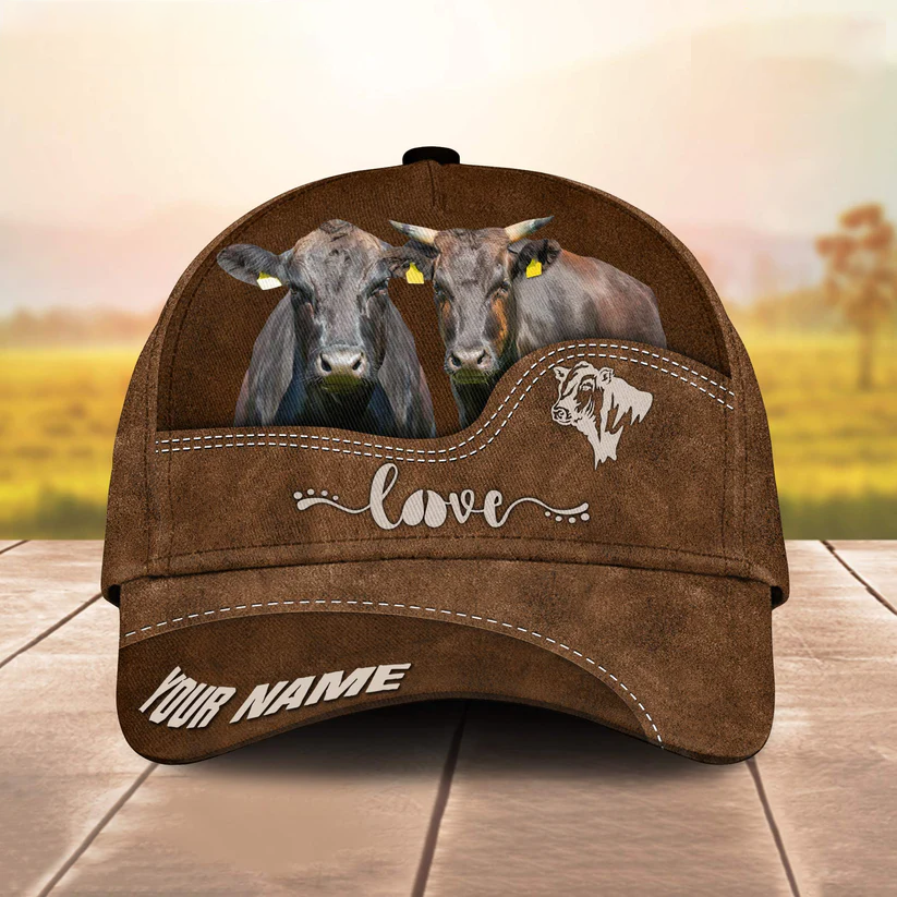 Wagyu Love Leather Pattern Customized Name Cap CA0083