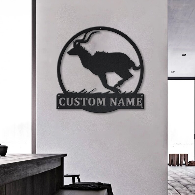 Kudu Animal Metal Wall Art LED Lights v3, Custom Kudu Animal Metal Sig ...