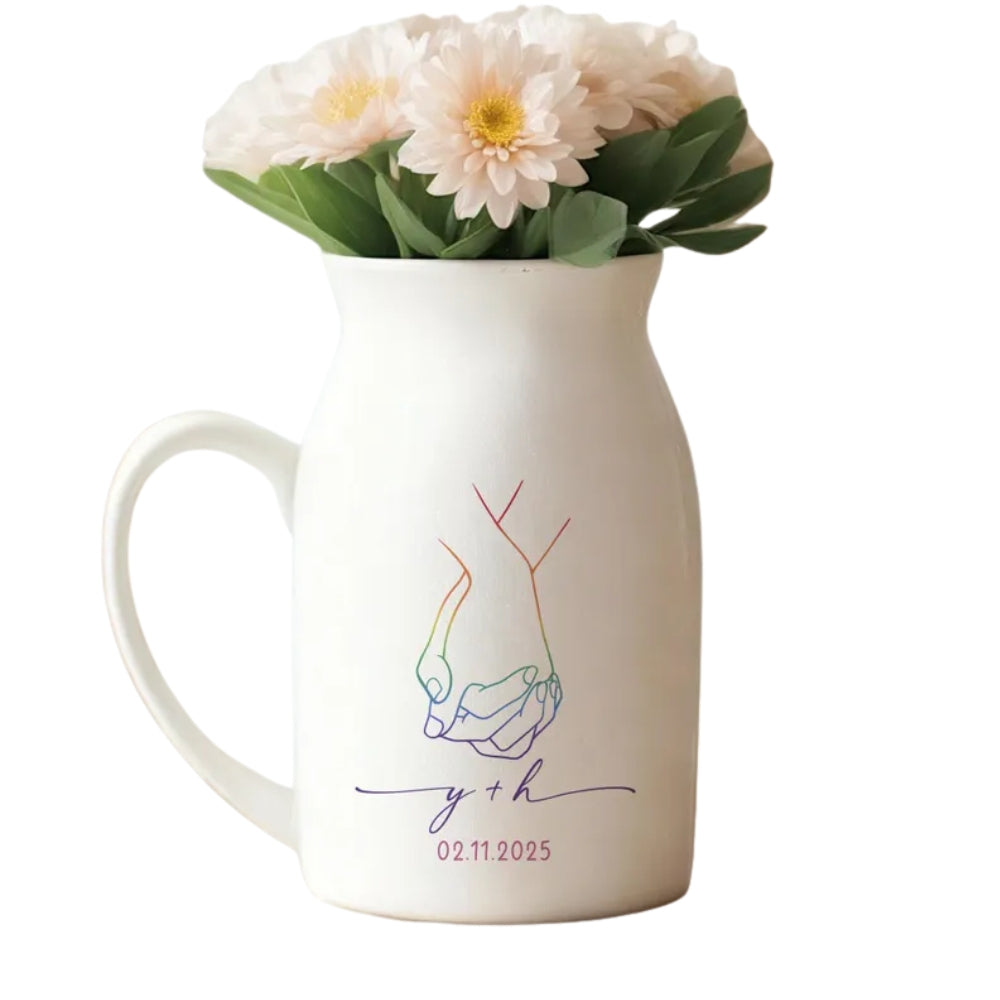 Personalized Gay Wedding Shower Flower Vase, Personalized Wedding Flower Vase For Gay Couples WD0025