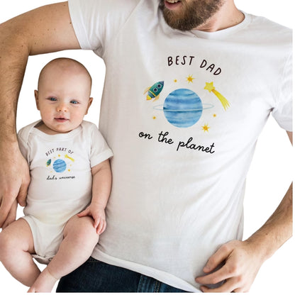 Best Dad On The Planet Best Part Of Dad's Universe Matching Daddy And Son T Shirts, Father's Day Space Matching Shirt ET0917