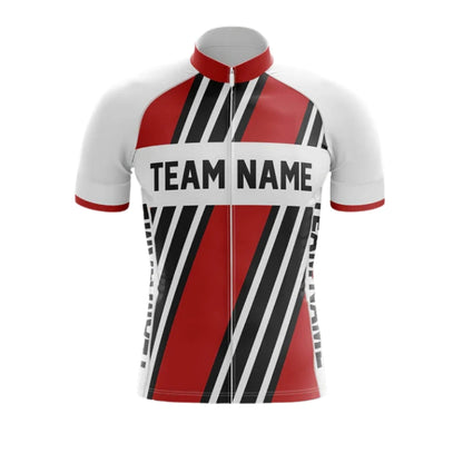 Custom White Black And Red Short Sleeve Cycling Team Jersey Mens, Custom Team Cycling Jerseys CG0519