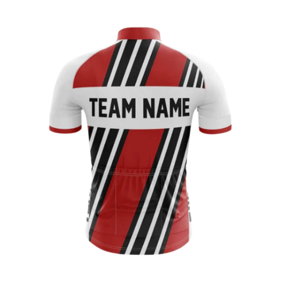 Custom White Black And Red Short Sleeve Cycling Team Jersey Mens, Custom Team Cycling Jerseys CG0519
