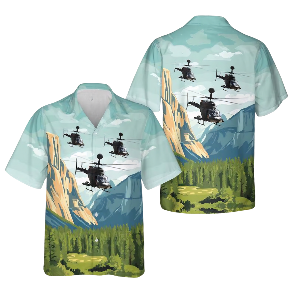 OH-58D Kiowa Warrior Airplane Hawaiian Shirt For Men, Aircraft Veteran Hawaiian Shirt HE0797