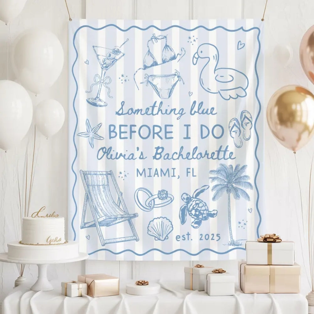 Something Blue Before I Do Custom Bachelorette Banner, Custom Beach Bachelorette Banner WD0464