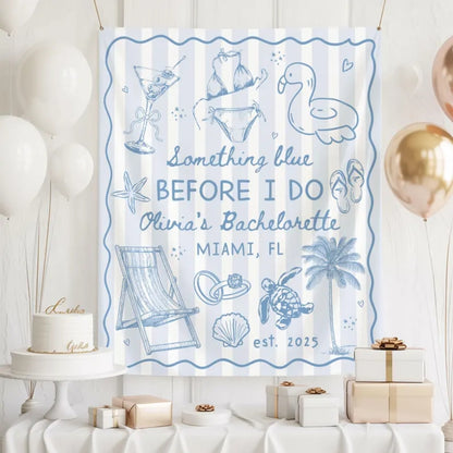 Something Blue Before I Do Custom Bachelorette Banner, Custom Beach Bachelorette Banner WD0464