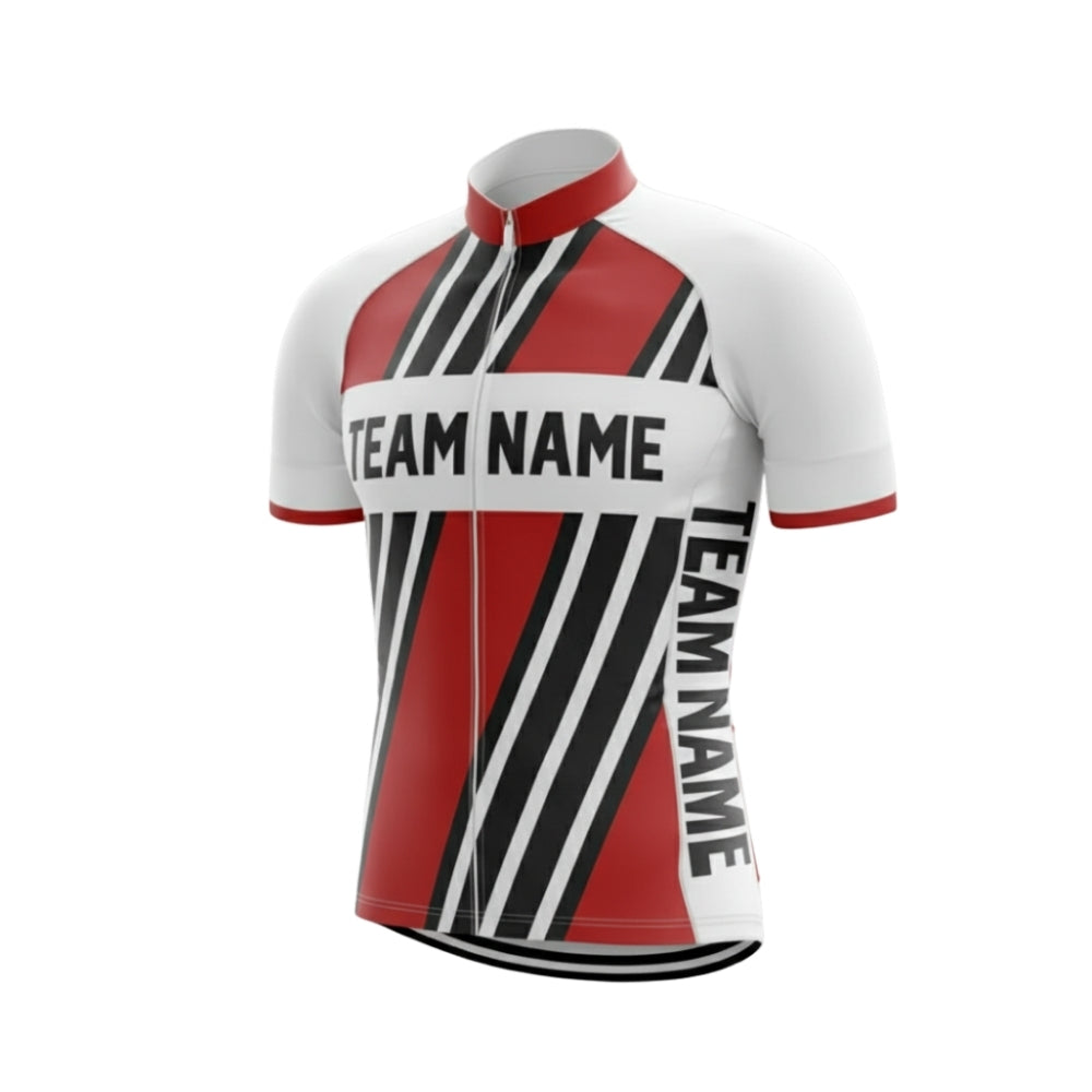 Custom White Black And Red Short Sleeve Cycling Team Jersey Mens, Custom Team Cycling Jerseys CG0519