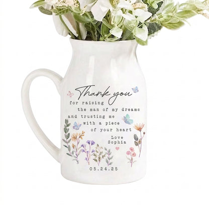 Personalised Mother of the Groom Flower Vase, Custom Mother's Day Flower Vase for Mother of the Groom WD0028