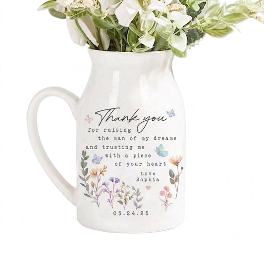 Personalised Mother of the Groom Flower Vase, Custom Mother's Day Flower Vase for Mother of the Groom WD0028