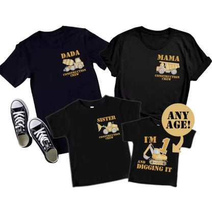 I'm 1 And Digging It Construction Crew Matching 1st Birthday Family Shirts, Custom Tractor First Birthday Matching Shirts For Family ET0326