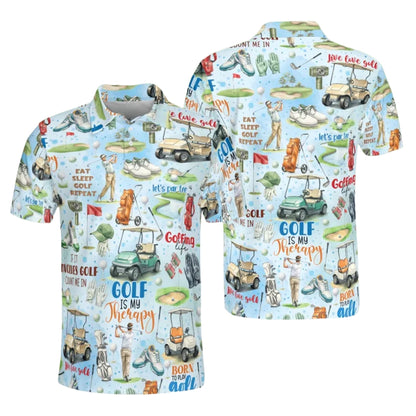 Golf Is My Therapy Men's Golf Polo Shirt, Funny Golf Shirts For Men GE0358