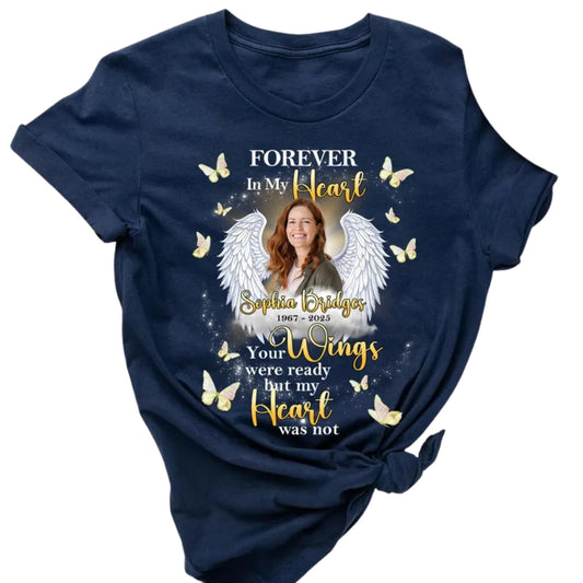 Forever In My Heart Custom Photo Memorial Family Matching T Shirts, Custom Memorial Shirts For Family ET0594