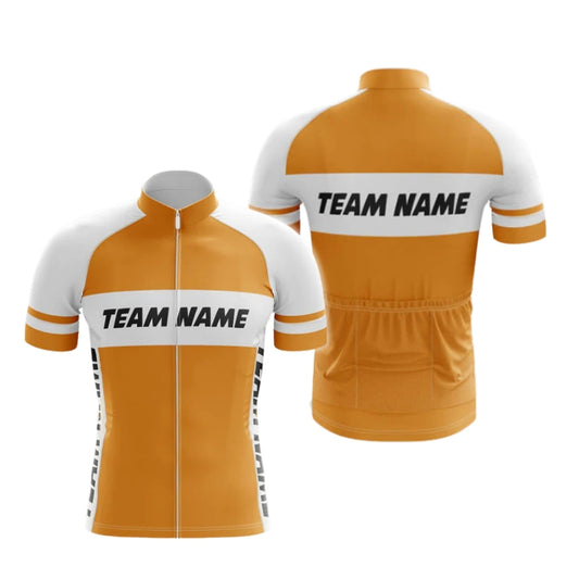 Men's Custom Yellow White Cycling Short Sleeve Jersey For Team, Custom Cycling Jerseys CG0520