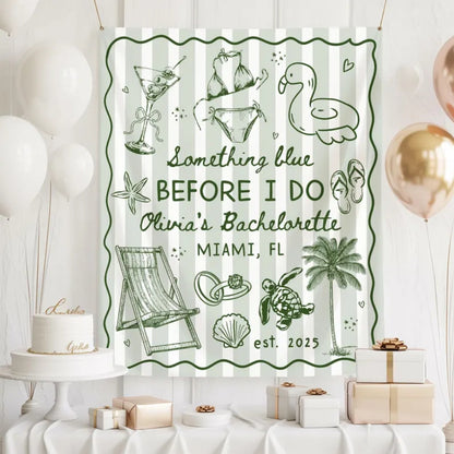 Something Blue Before I Do Custom Bachelorette Banner, Custom Beach Bachelorette Banner WD0464