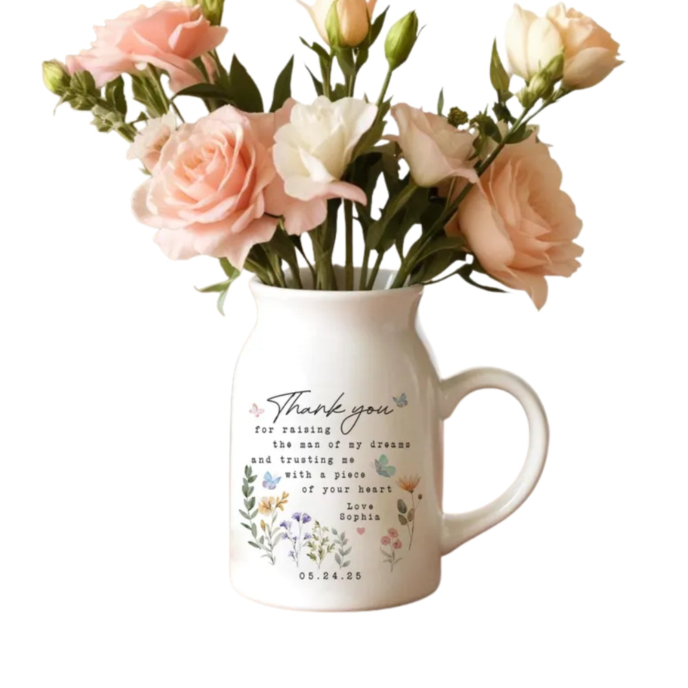 Personalised Mother of the Groom Flower Vase, Custom Mother's Day Flower Vase for Mother of the Groom WD0028