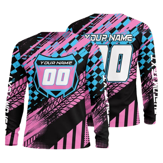 Custom Name Number Grunge Motocross Long Sleeve Jersey For Men, Custom Racing Dirt Bike Shirts ME0051