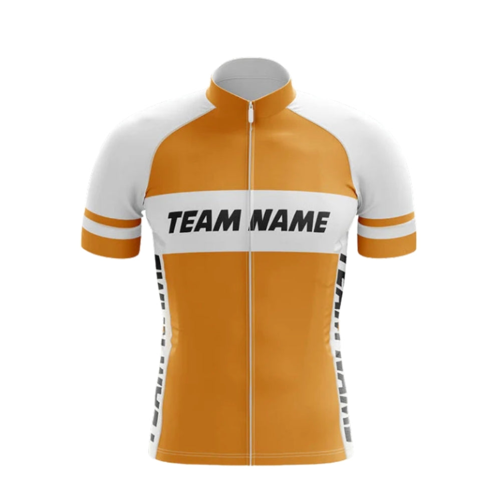 Men's Custom Yellow White Cycling Short Sleeve Jersey For Team, Custom Cycling Jerseys CG0520