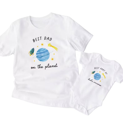 Best Dad On The Planet Best Part Of Dad's Universe Matching Daddy And Son T Shirts, Father's Day Space Matching Shirt ET0917