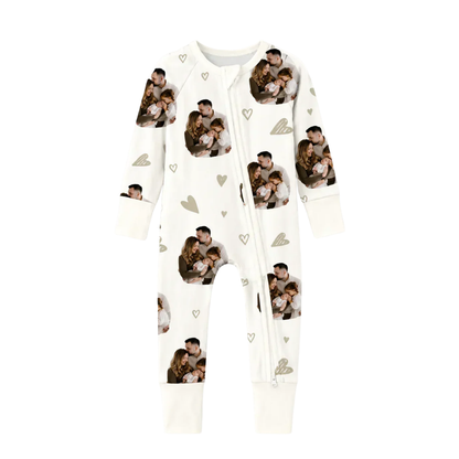 Custom Photo Baby Convertible Zippy Romper, Personalized Baby Convertible Romper With Picture BB0645