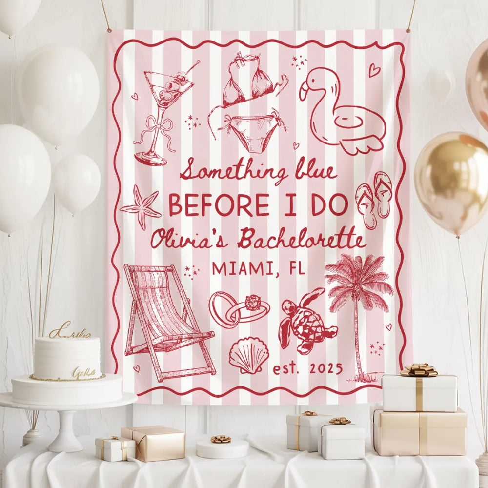 Something Blue Before I Do Custom Bachelorette Banner, Custom Beach Bachelorette Banner WD0464