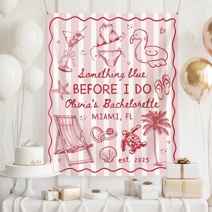 Something Blue Before I Do Custom Bachelorette Banner, Custom Beach Bachelorette Banner WD0464