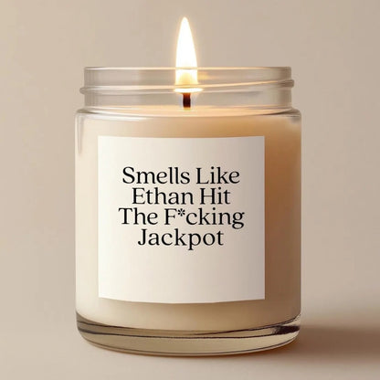 Personalized He Hit The Jackpot Funny Engagement Candle, Custom Engagement Candle WD0057