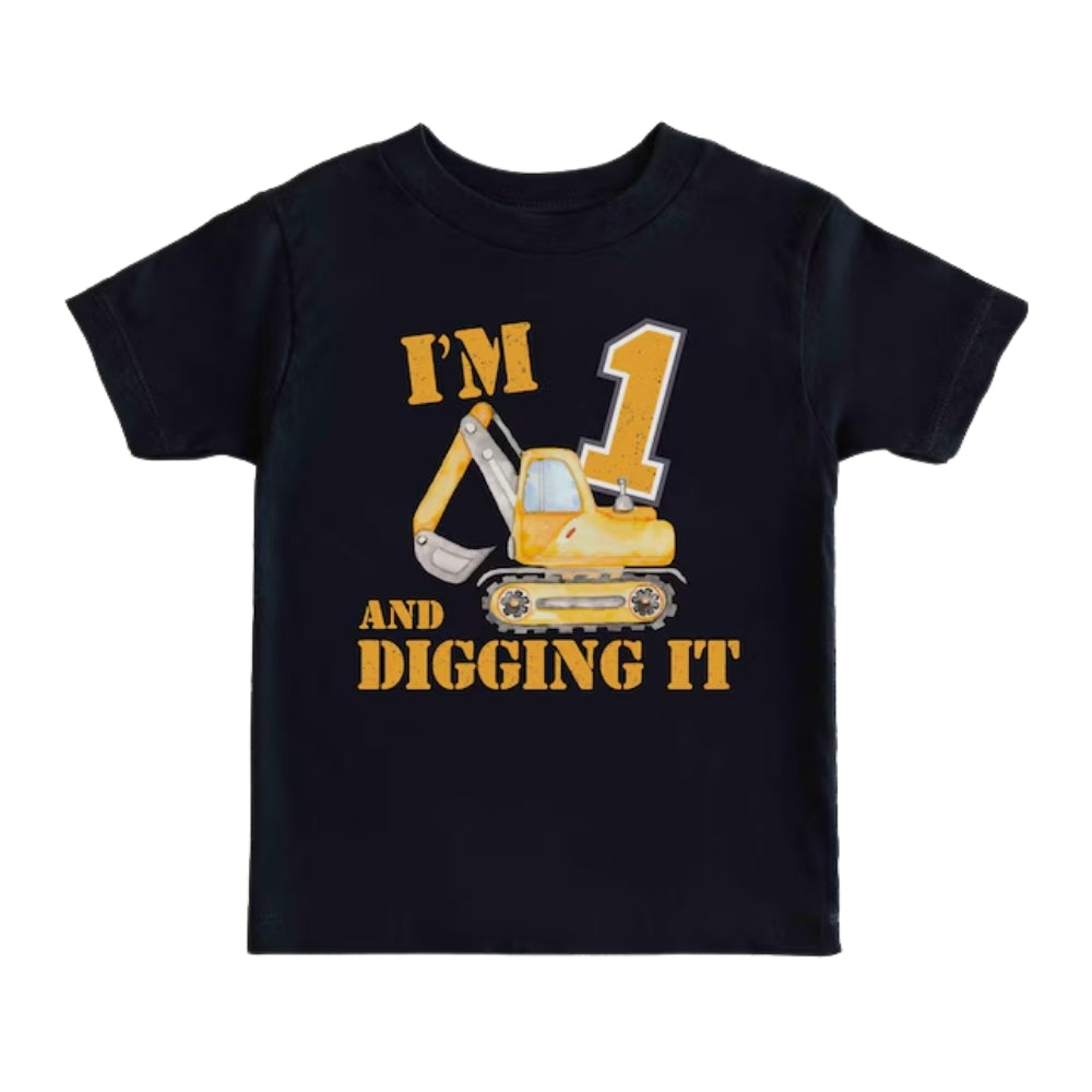 I'm 1 And Digging It Construction Crew Matching 1st Birthday Family Shirts, Custom Tractor First Birthday Matching Shirts For Family ET0326