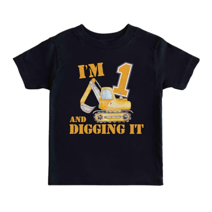 I'm 1 And Digging It Construction Crew Matching 1st Birthday Family Shirts, Custom Tractor First Birthday Matching Shirts For Family ET0326