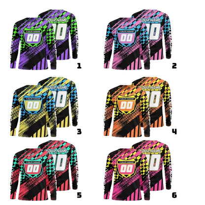 Custom Name Number Grunge Motocross Long Sleeve Jersey For Men, Custom Racing Dirt Bike Shirts ME0051