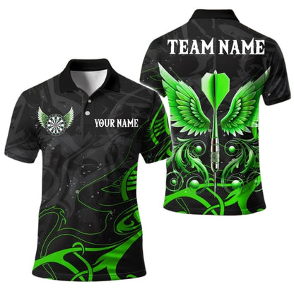 Custom Black Pink Arrow Wings Dart Polo Shirt Mens, Custom Team Darts Shirts DE0081