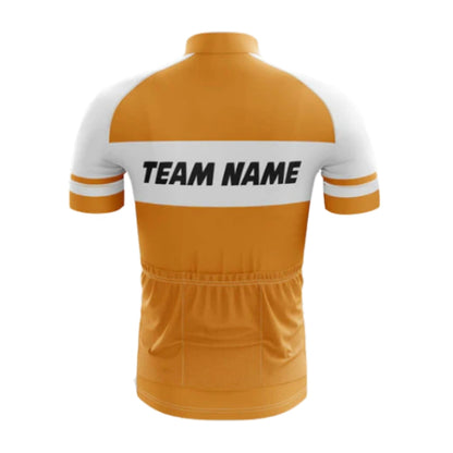 Men's Custom Yellow White Cycling Short Sleeve Jersey For Team, Custom Cycling Jerseys CG0520