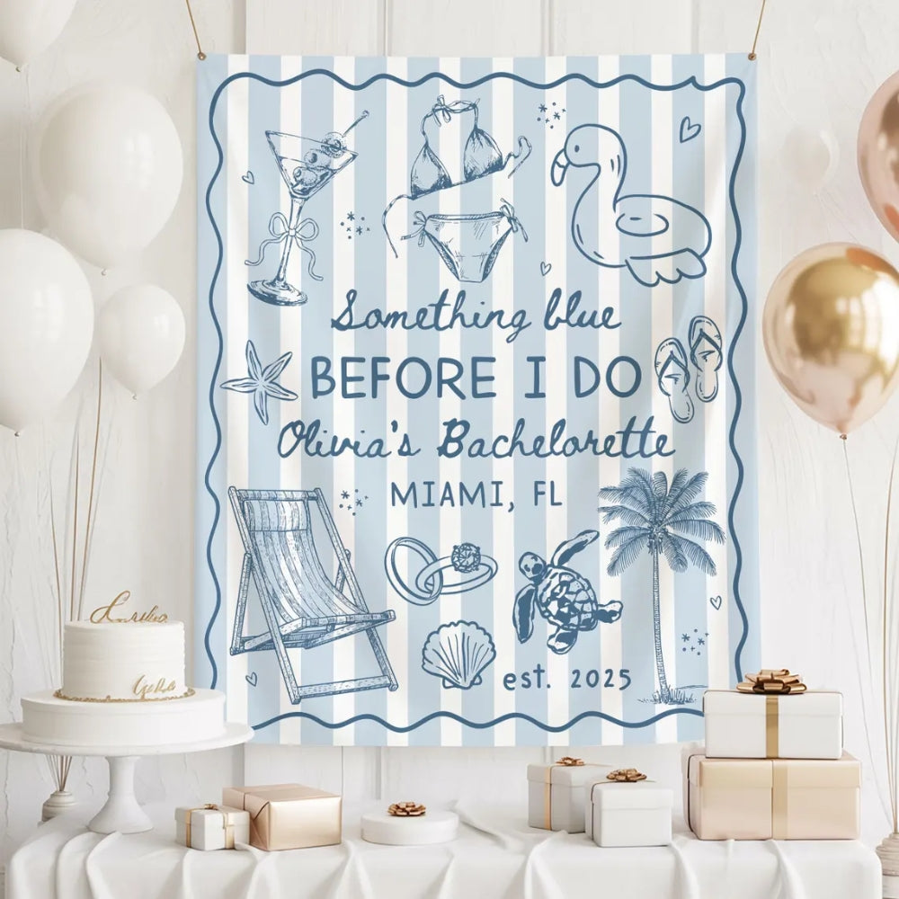Something Blue Before I Do Custom Bachelorette Banner, Custom Beach Bachelorette Banner WD0464